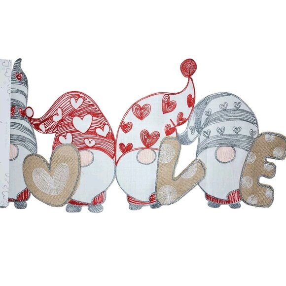 Envogue Gnome Themed LOVE Table Runner Cutwork Design 16x36in - Picture 6 of 8